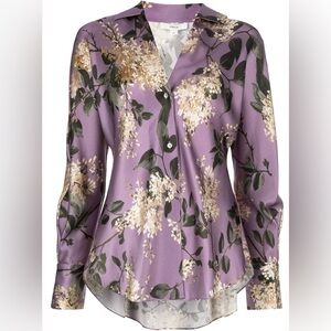 Vince Women Purple Silk Lilac Bias Long Sleeved Blouse Top Size XS